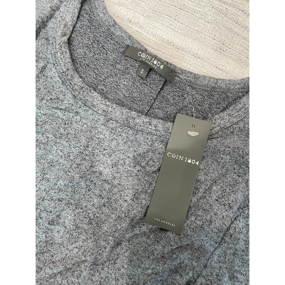 Coin 1804 Sweater Womens Small NWT Heather Gray with layered look shirt tail R7 - Picture 3 of 7